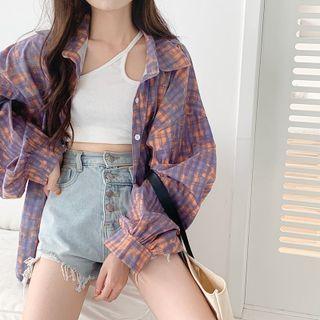 Long-sleeve Tie-dyed Loose-fit Shirt