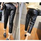 Faux Leather Cropped Straight-cut Pants