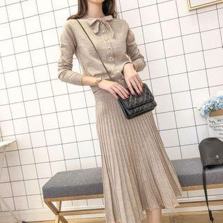 Set: Cardigan + Midi Knit Skirt