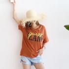 Short-sleeve Lettered Ripped T-shirt