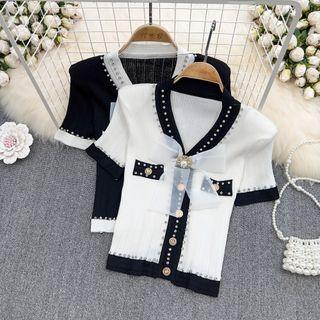 Color Block Bow Detail Cardigan