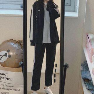 Set: Two Tone Zipped Jacket + Pants