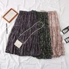 Elastic-waist Floral Midi Skirt