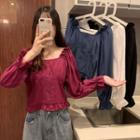 Frilled Trim Square Collar Cropped Top