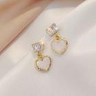 Rhinestone Alloy Heart Dangle Earring 1 Pair - E1982 - Gold - One Size