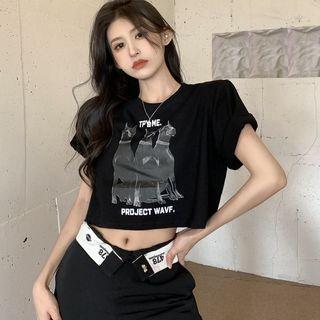 Dog Short-sleeve Cropped T-shirt