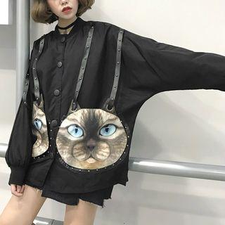 Long Sleeve Cat Printed Shirt