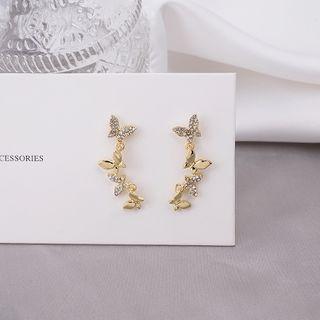 Rhinestone Butterfly Earring 1 Pair - E2981 - As Shown In Figure - One Size