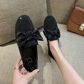 Rhinestone Bow Paneled Loafers