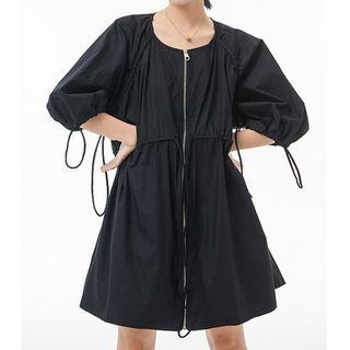 Drawstring Zip Blouse