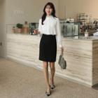 Double-button Midi Pencil Skirt