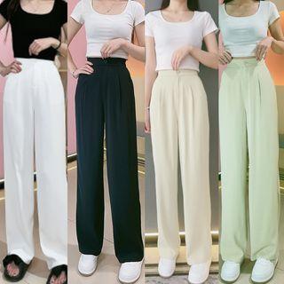 High-waist Plain Dress Pants(various Designs)