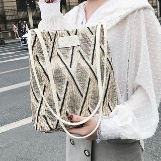 Patterned Linen Tote Bag