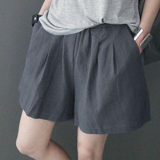 Elastic Waist Cotton Linen Shorts