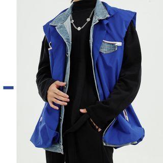 Mock Two-piece Denim Vest
