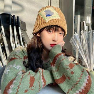 Applique Chunky-knit Bucket Hat