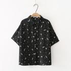 Short-sleeve Oversized Print Shirt