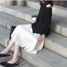 V Shap High-neck Sweater + Petal Skirt