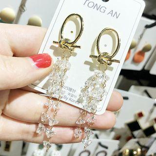 Faux Crystal Alloy Knot Fringed Earring As Shown In Figure - One Size