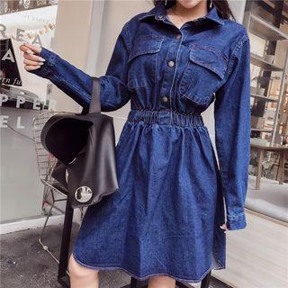 Denim Long-sleeve A-line Shirtdress