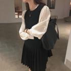 Lantern-sleeve Blouse / Overall Dress