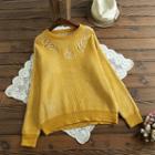Letter Embroidered Sweater Yellow - One Size