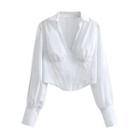 Long-sleeve Deep V-neck Cropped Overhead Shirt