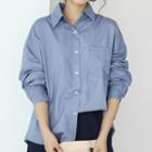 Pocket Detail Shirt Grayish Blue - One Size