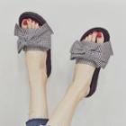 Plaid Bow Side Platform Sandals