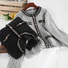 Long-sleeve Tweed Knit Top