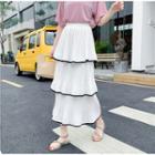 Layered A-line Chiffon Midi Skirt