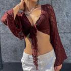 Long Sleeve Tie-front Lace Top