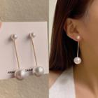 Faux Pearl Dangle Earring 1 Pair - S925 Silver Needle - Gold - One Size