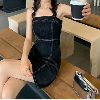 Sleeveless Slim-fit Denim Dress