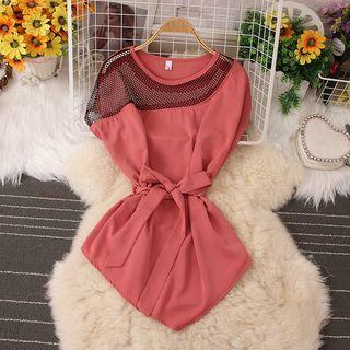Short-sleeve Asymmetrical Tie Waist Top