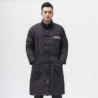 Chinese-style Frog-button Embroidered Padded Long Jacket