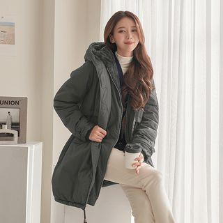 Hooded Faux-fur Lining Safari Coat
