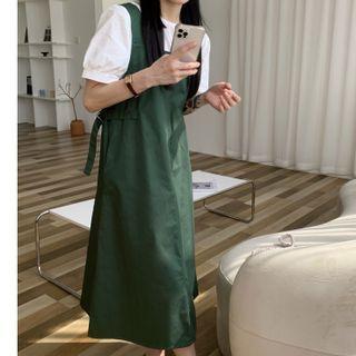 Set : Puff-sleeve Top + Overalls