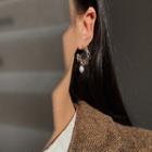 Freshwater Pearl Chained Open Hoop Earring 1 Pair - Silver - One Size