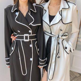 Contrast-piping Trench Coat