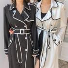 Contrast-piping Trench Coat