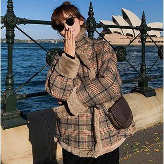 Plaid Zip Coat As Shown In Figure - One Size