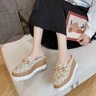 Chunky Chain Platform Fabric Loafers