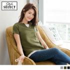 Bulldog Embroidered Mock Two Piece Top