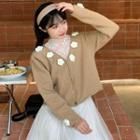 Flower Applique Cardigan / Mock-neck Lace Top