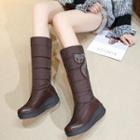 Platform Fox Sequined Padded Mid-calf Boots
