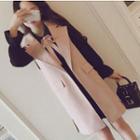 Set: Long Vest + Long-sleeve Tie-neck A-line Mini Dress