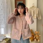 Fringed Tweed Cardigan