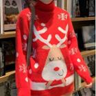 Turtleneck Christmas Sweater Red - One Size