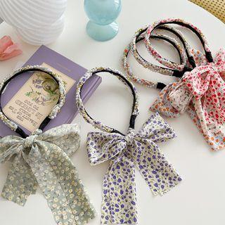 Floral Print Fabric Faux Pearl Headband